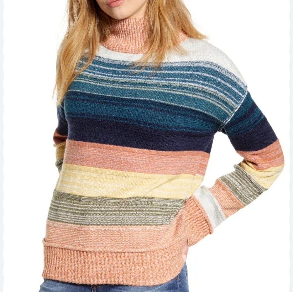 Caslon Striped Multicolor Women's Sweater Mock-neck